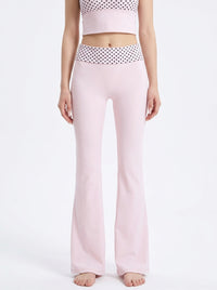 Polka Dot Fold-Over Waist Flare Pants (Pink), view 4