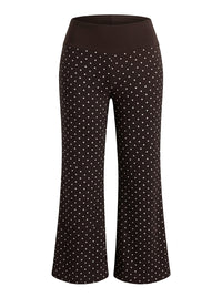 Chocolate Polka Dot Fold-Over Flare Pants