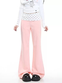 Star Pocket Polka Dot Waist Flare Pants (Pink), view 5