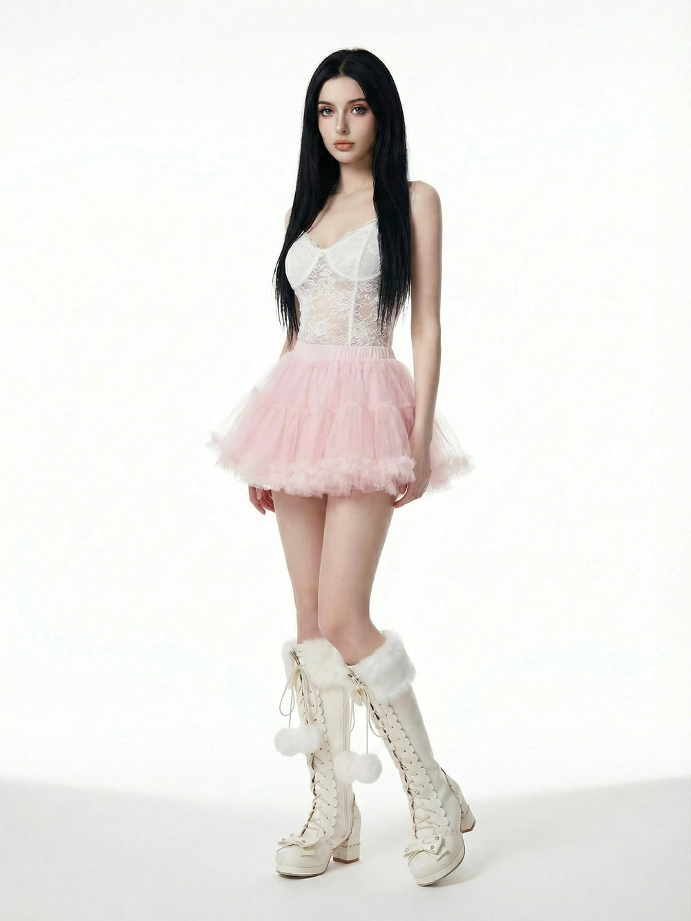 Sweetheart Fluffy Pompom Tall Boots, view 2