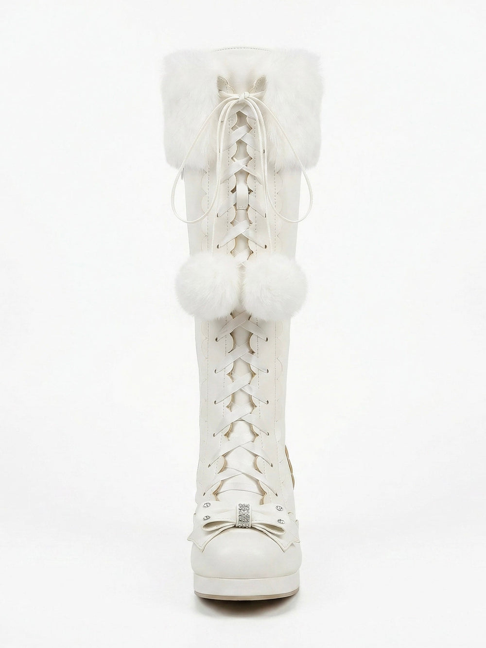 Sweetheart Fluffy Pompom Tall Boots, view 4
