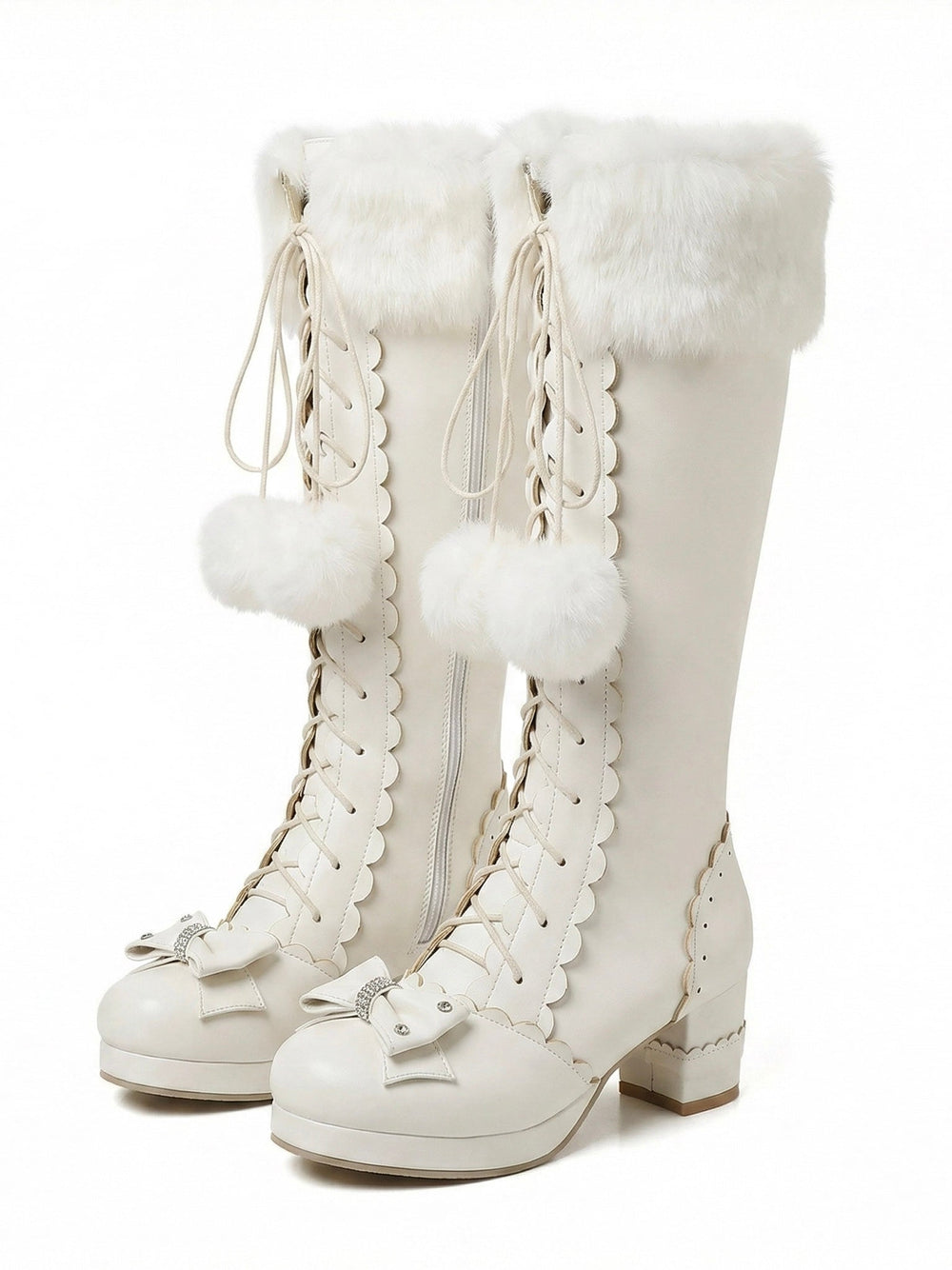 Sweetheart Fluffy Pompom Tall Boots, view 3