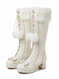 Sweetheart Fluffy Pompom Tall Boots, view 3