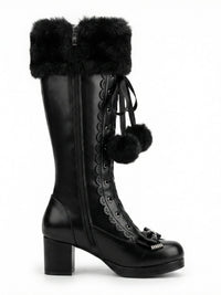 Rebel Black Faux Fur Knee-Highs, view 2