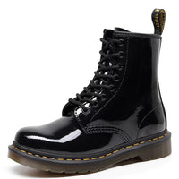 Glossy Black Lace-Up Boots, view 5