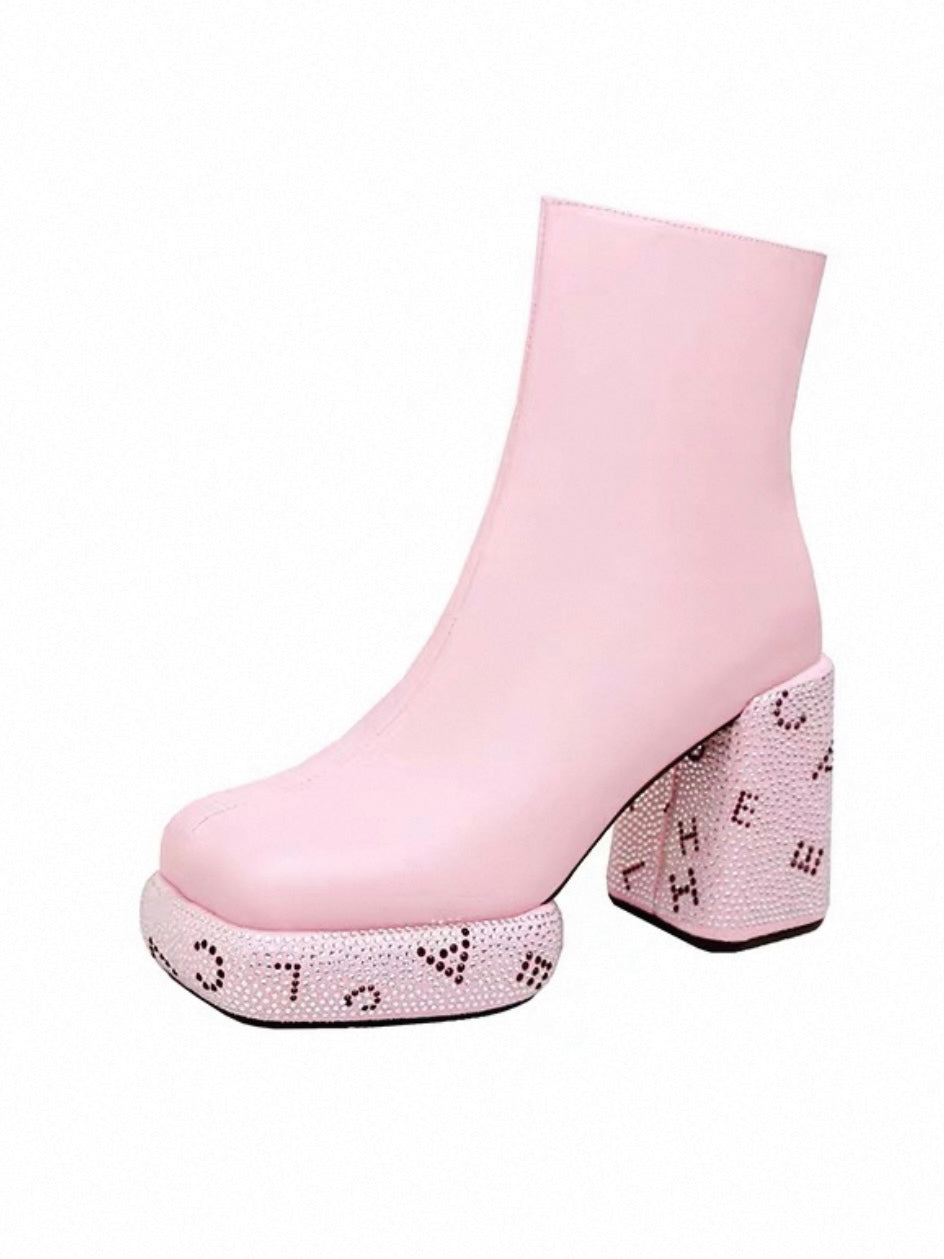 Sparkly Rhinestone Princess Platform Booties, view 3