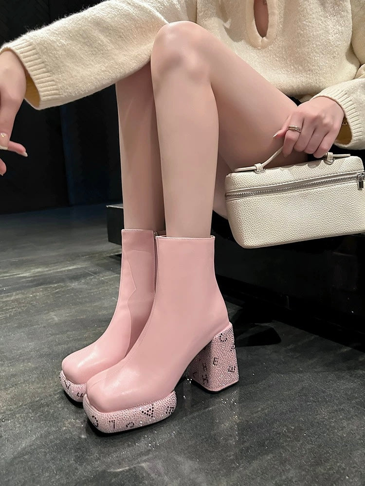 Sparkly Rhinestone Princess Platform Booties, view 5