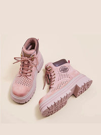 Spring/Summer Pink Breathable Platform Combat Boots, view 5