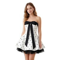 Polka Dot Dream Mini Dress in Black & White