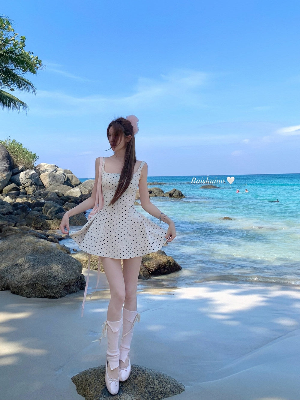 Vintage-Inspired Polka Dot Mini Dress, view 5
