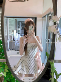 Vintage-Inspired Polka Dot Mini Dress, view 4
