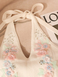 Dreamy Floral Applique Knit Halter Top, view 6