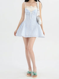 Seaside Dream Blue Striped Mini Dress, view 2