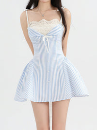 Seaside Dream Blue Striped Mini Dress, view 6